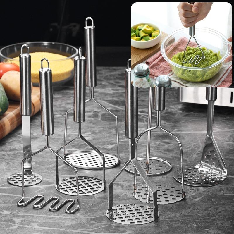 Baby Food Masher - 1Pc Stainless Steel Potato Masher, Grid